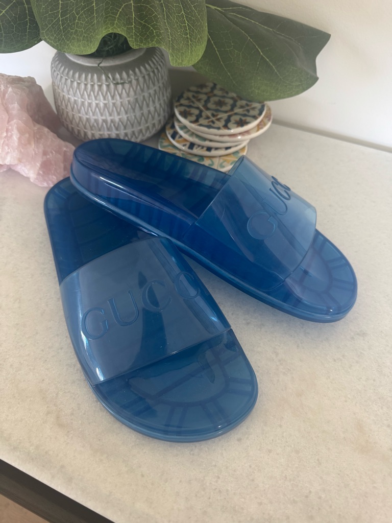 Gucci Blue Pool Slides W10.5 Or M9